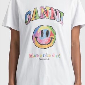 GANNI White Graphic T-Shirt